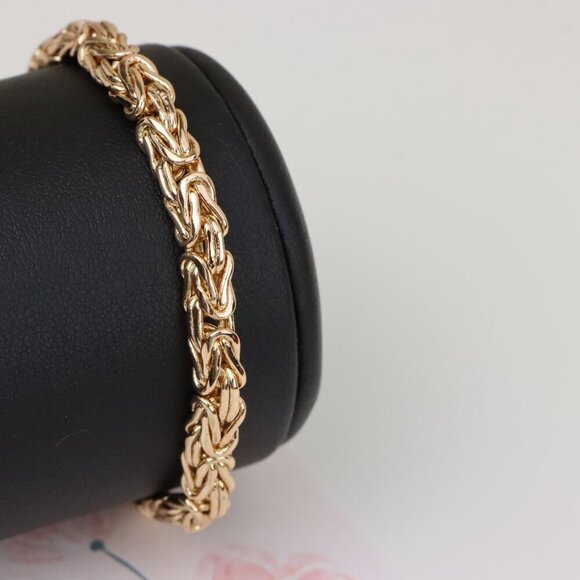 "Elegant Rose Gold Byzantine Chain Bracelet for Women, XPBL1126 - Picture 8 of 13